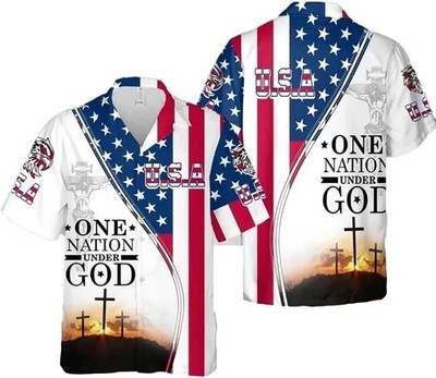 America 250th Anniversary Hawaiian 250 Years Of Freedom Button Shirt NP418