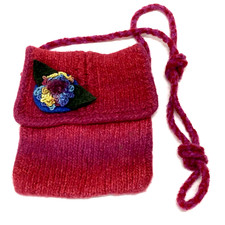 Wool Felted Soy Silk Floral Embellishment Hand Made Purse Handbag