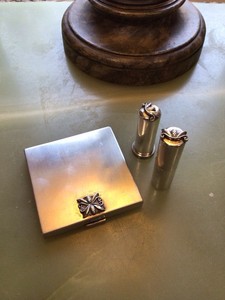Georg Jensen 3pc. Set, Compact, Atomizer & Lipstick Holder “Acorn”
