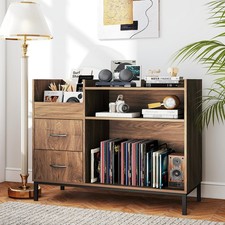 Record Player Stand Vinyl Storage 500 Drawers Metal Legs Mid Century Modern