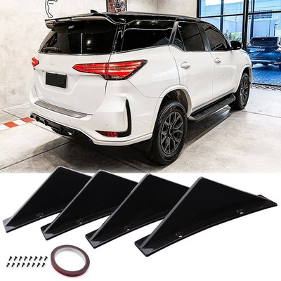 Black Curved Rear Bumper Diffuser 4 Shark Fins Spoiler Lip For Toyota Highlander