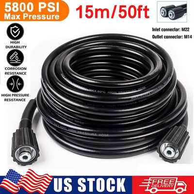 #ad #ad 5800PSI High Pressure Washer Extension Hose 15M 50FT M22 14mm Power Washer Hose $20.98