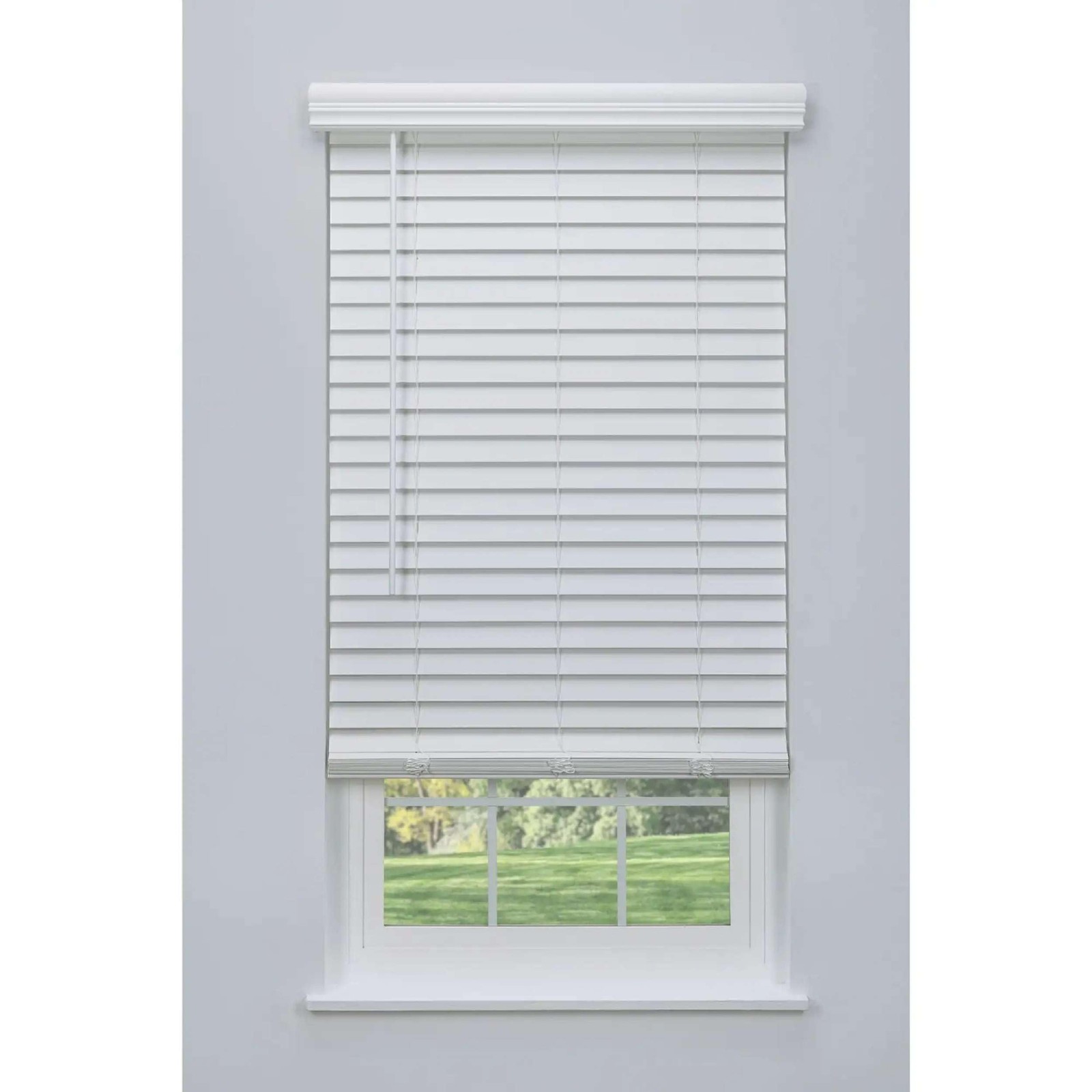 LINEN AVENUE CORDLESS 2 FAUX WOOD BLINDS 46 1/2 W X 48 H FMBY-014-WHT - WHITE