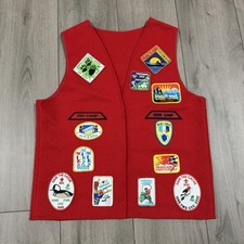 Vtg 90s Boy Scouts Uniform Extras Patch Vest Red Acrylic USA Made BSA S/Md
