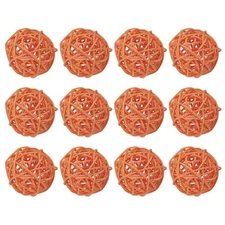 12 Pcs Wicker Rattan Balls 2In for Vase Fillers Party Decorative Orange