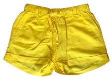 NEW Crown & Ivy Drawstring Shorts Size XS Yellow Linen Blend Faux Cuff NWT