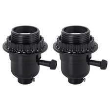 Sturdy Black E26 Lamp Socket Replacement Kit,  Listed, 2-Pack for Lamp Repair