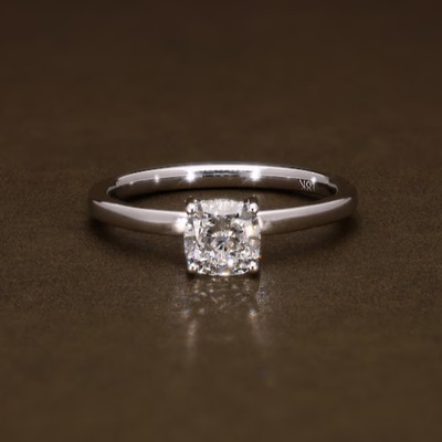 14K White Gold  Cushion-Cut Lab-Grown Diamond Hidden Halo Style Proposal Ring