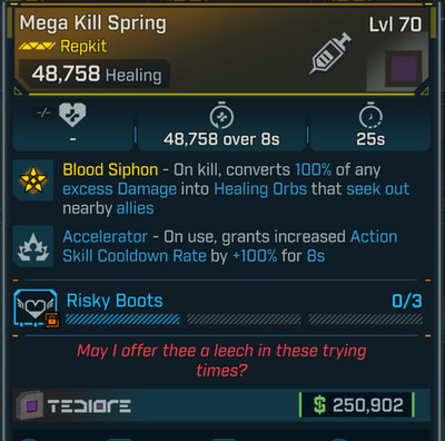 Borderlands 4   LEVEL 70  MEGA KILL SPRING REPKIT ACCELERATOR