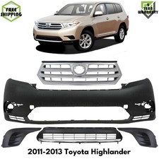 Front Bumper Cover Primed Fog Lights Cover Kit For 2011-2013 Toyota Highlander Front Bumper Cover Primed Fog Lights Cover Kit For 2011-2013 Toyota Highlander