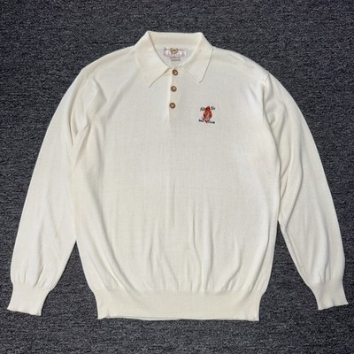 Vintage Byron Nelson Eleven Ivory Polo Pullover Golf Club Sweater Mens Sz M