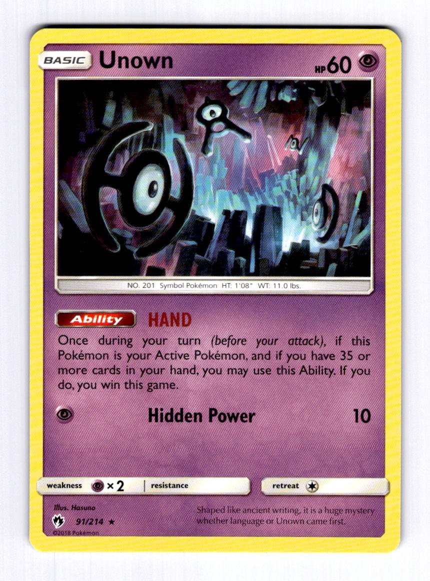 Unown (91) SM - Lost Thunder #91 (2018) Rare NM Pokemon