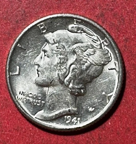 1941D Choice Uncirculated US Mercury SILVER Dime "DENVER" Mint! Old Coin