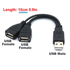 1 Male to 2 Female Extension Cord USB 2.0 Splitter Y Cable Power Adapter Convert