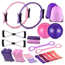 21 Pcs Pilates Ring Circle Set Home Pilates Equipment Kit for Women Pilates 