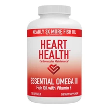 Heart Health Essential Omega 3 Fish Oil with Vitamin E - High Potency Omega 3...
