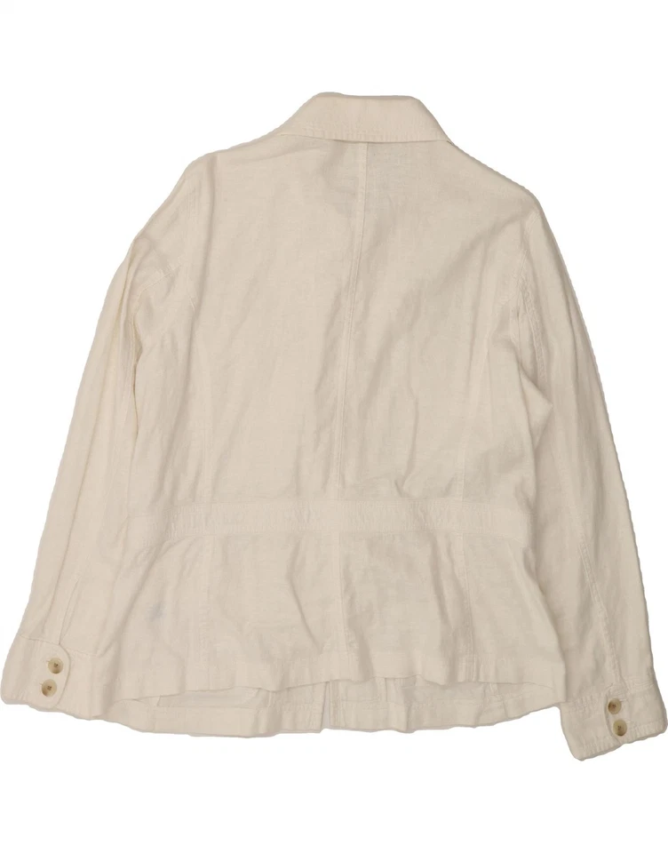Chaqueta utilitaria para mujer LANDS END UK 14 grande algodón blanco roto BB15 Foto 2 de 3