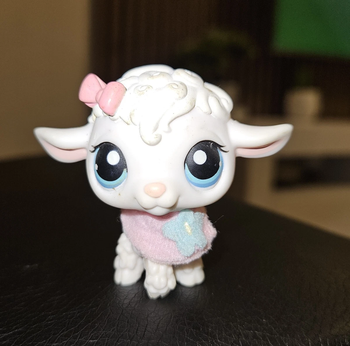 Figurine Little Pet Shop (LPS) — Animal Rose Pailleté Avec Pic Vert — Occasion — Hasbro