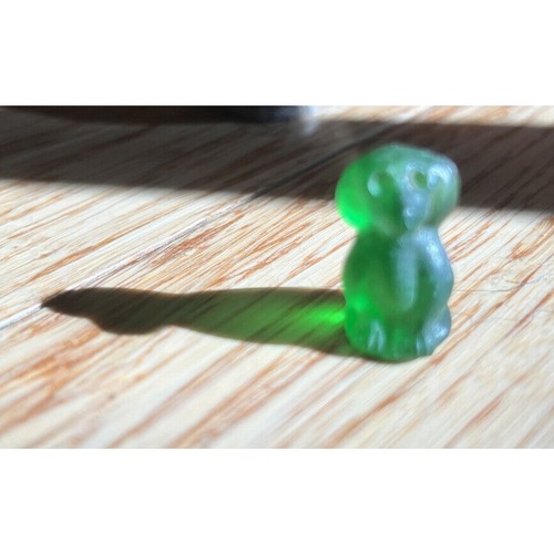 Miniature Tiny Green Glass Puppy Dog w Silver Collar .75” Opaque - Picture 5 of 12