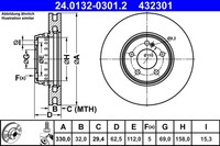 2Er Set Bremsscheiben Ate 24.0132-0301.2 MERCEDES-BENZ 000 421 27 12