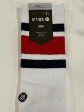 STANCE BOYD SOCKS WHITE STRIPE ARCH SUPPORT CUSHION CREW SPORTS SIZE XL