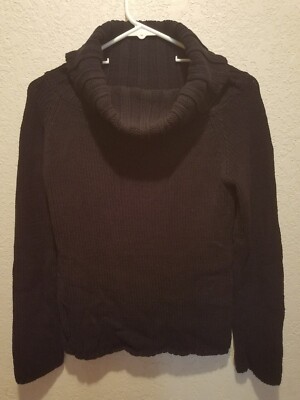 FOREVER 21 black knit turtleneck sweater semi cropped hem women's medium 