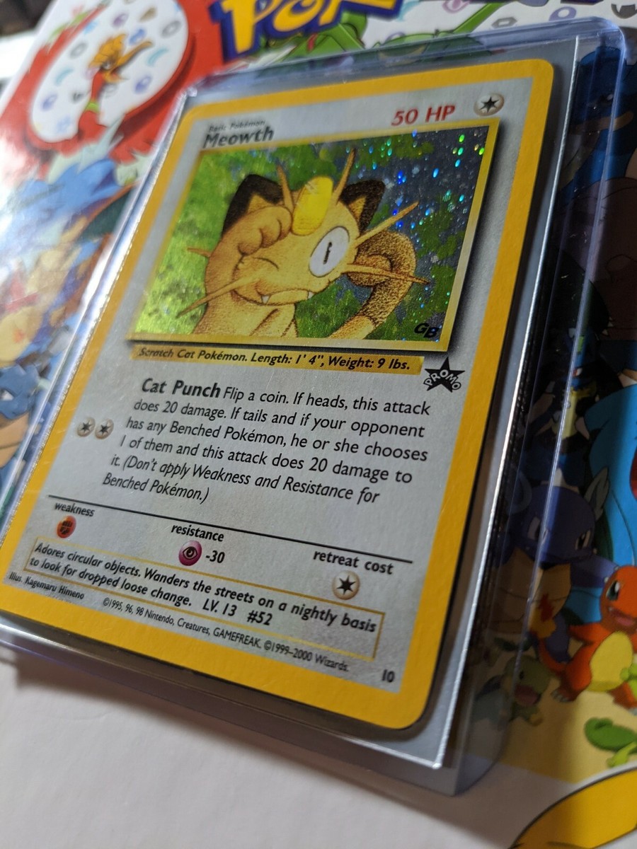 Meowth Promo 10 - Black Star GB Game Boy Stamped - Holo Rare Meowth Promo 10 - Black Star GB Game Boy Stamped - Holo Rare