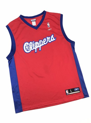 VINTAGE 90s LA CLIPPERS JERSEY LARGE L RED LOS ANGELES REEBOK BLANK KAWHI GEORGE - Picture 1 of 3