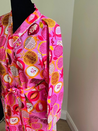 Pink Cotton Kimono Printed Robe Gown Block Print Bridesmaid Summer Nightwear - Picture 5 of 5