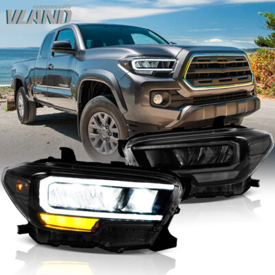 VLAND Full LED Headlights Assembly For 2016-2023 Toyota Tacoma Front Lamps 1Pair
