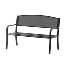 Outsunny Outdoor 2-Seater Garden Bench Furniture Patio Park Chair Steel, Black