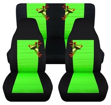 Frontrear Car Seat Covers Black-lime Green Wtree Frog Fits Wrangler Yj Tj Lj