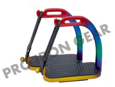 RAINBOW MULTI PEACOCK STIRRUP HORSE EQUESTRIAN SAFETY FILLIS STIRRUP 4.75 inch 