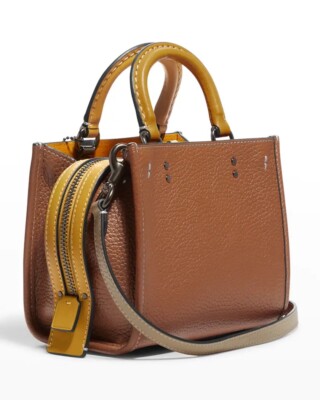 New COACH 1941 Rogue 17 Colorblock Top-Handle Crossbody Bag Canyon