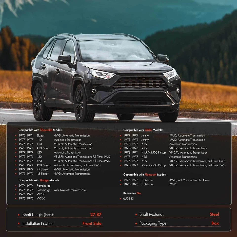 Conjunto de eje de transmisión delantero para Chevrolet K10 Blazer GMC K15 Jimmy K25 Foto 2 de 4