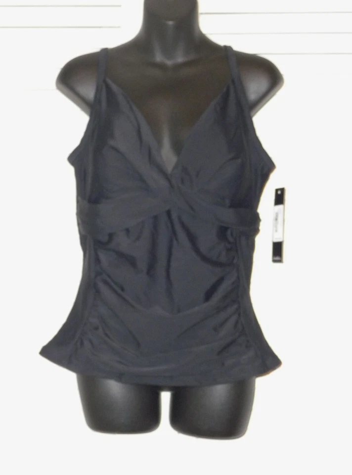 Top de natación Nicole Miller Tankini nuevo con etiquetas talla 1x negro nuevo Foto 4 de 4