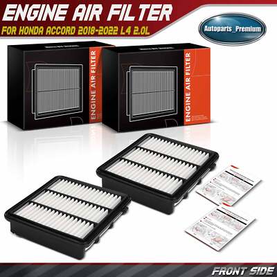 2x Engine Air Filter for Honda Accord 2018 2019 2020 2021 2022 2.0L Rigid Panel