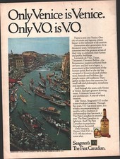 1974 Seagrams VO Whisky VTG 1970s 70s PRINT AD Only Venice Is Venice Italy Canal