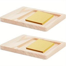 2pcs Rectangle Wooden Note Holder Office Supplies Blanched Almond 126x100x9mm