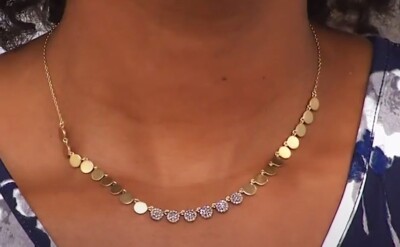 Rarities Gold-Clad Champagne Diamond Circle Disc Drop Necklace 18'' Necklace $699