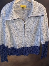 St. John Collection XL Cardigan Collared Jacket Zip Textured   