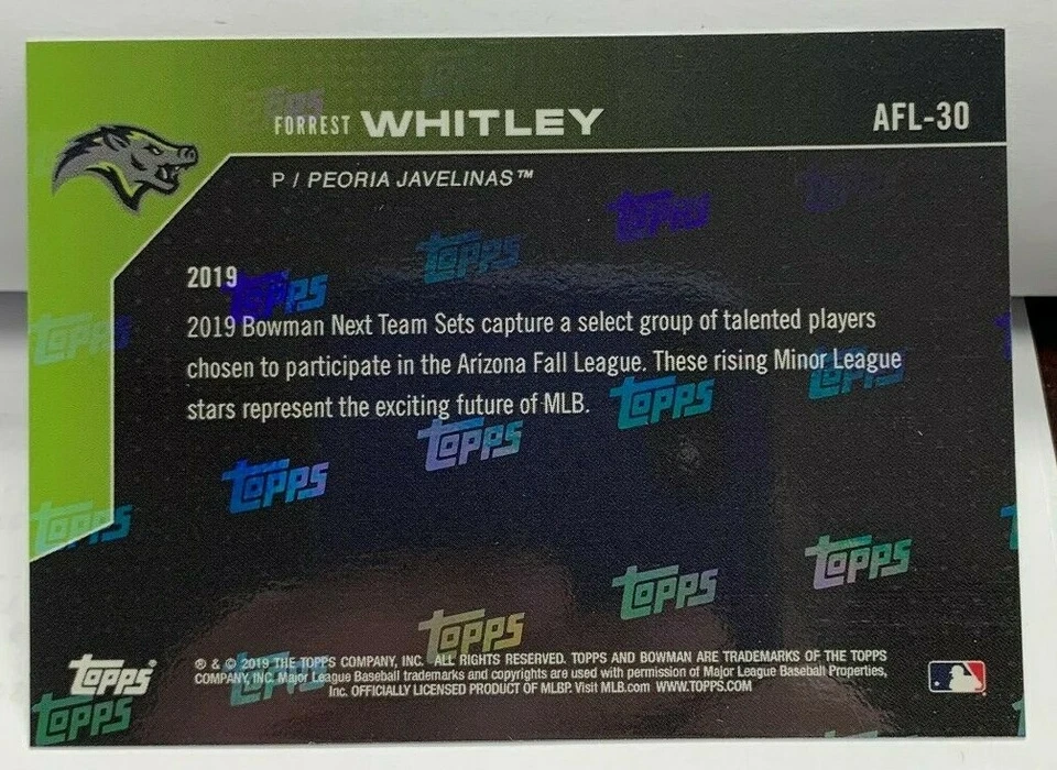 Forrest Whitley 2019 Bowman Next Baseball #AFL-30 - Peoria Javelinas SP /247 - Image 2 of 2