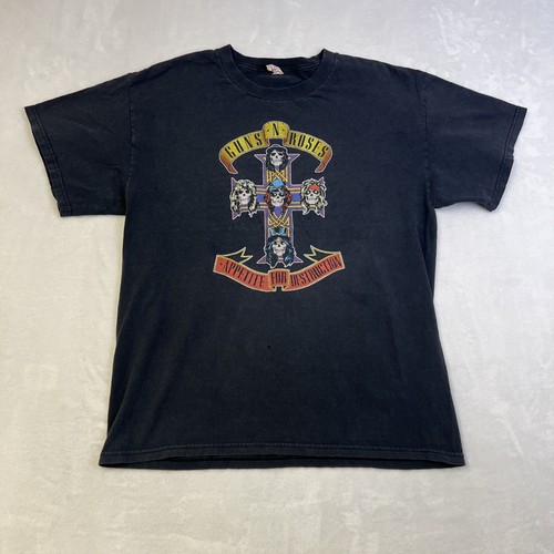 Guns N’ Roses Appetite For Destruction Y2K Vintage Band T-Shirt SZ-L Faded Black