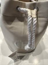 Dior White Large Twill Drawstring Pouch Makeup Bucket Bag Logo In Box