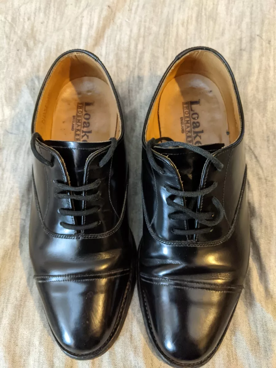 Men s Black Leather Loake Elland Oxford Dress Shoes Size 6 EUR 39 VGC