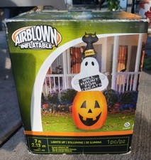 Gemmy Airblown Inflatable "Will Haunt For Treats" Light Up 