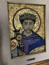 CINQUEGRANA MOSAIC OF JUSTINIAN THE GREAT RAVENNA 24 KT VENETIAN GLASS RARE 