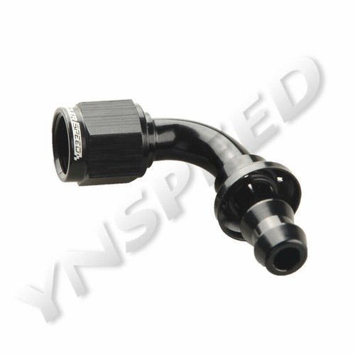 6AN AN-6 90 Degree Fuel Push-on Hose End Fitting Adaptor Aluminum Black - Picture 2 of 5