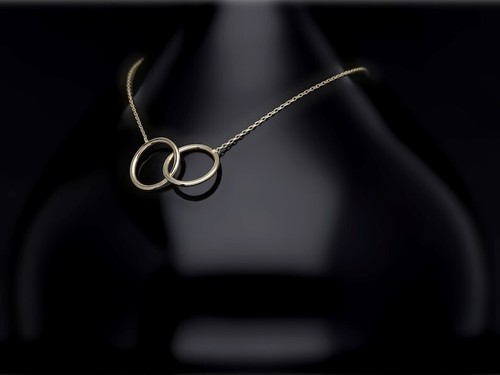 14K Solid Gold Interlocking Circles Rings Necklaces Eternity Double Circle Gold. - Picture 6 of 6