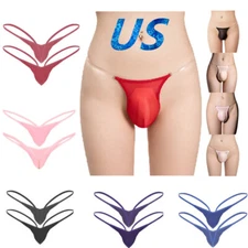 Men's Sheer Sexy Thongs Pouch Underwear Jockstrap G-string Low Waist T-back